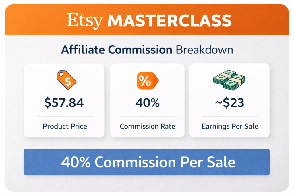 Etsy Masterclass Review: Earn 40% Commission Per Sale Etsy Masterclass 40 percent affiliate commission breakdown
