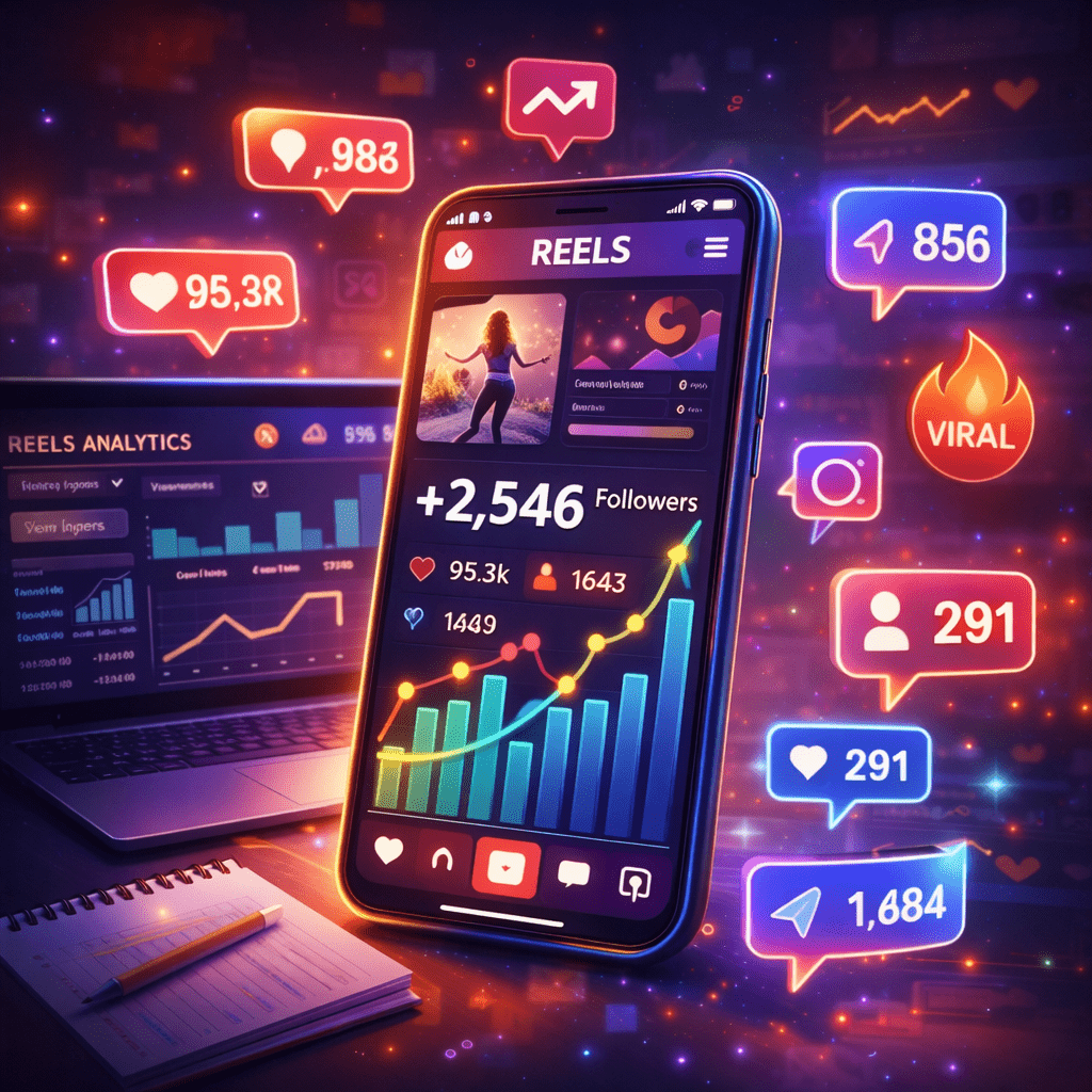 Instagram reels growth strategy with analytics and engagement metrics